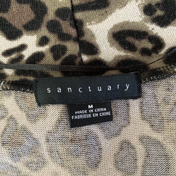 Sanctuary Leopard Print Open Front Cardigan Pockets Long Sleeve Medium - Picture 4 of 5